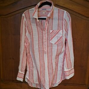 Merona Coral and White Striped Blouse